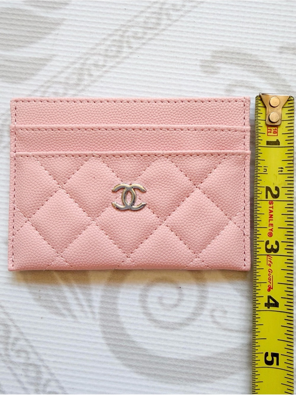 CHANEL Pastel Pink Quilted Card Sleeve with Silver CC - Picture 3 of 8
